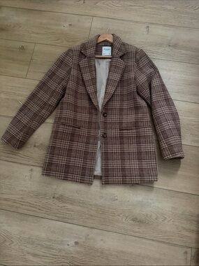 Abercrombie & Fitch Brown Plaid Tailored Blazer